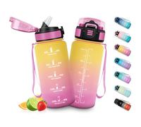 HoneyHolly Gourde Enfant 500 Ml, sans BPA, Water Bottle avec Paille, Anti-fuite, Bouteille d'eau Motivante avec Marqueur de Temps, Gourde Graduée, Bouteille pour Gymnase, École, Cyclisme