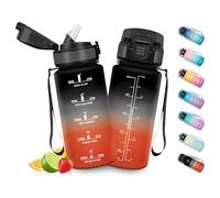 HoneyHolly Gourde Enfant 500 Ml, sans BPA, Water Bottle avec Paille, Anti-fuite, Bouteille d'eau Motivante avec Marqueur de Temps, Gourde Graduée, Bouteille pour Gymnase, École, Cyclisme