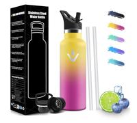 Honeyholly Gourde Enfant 500Ml, sans BPA, Bouteille Isotherme, Double Paroi Étanche, Gourde Avec Paille, Réutilisable, Isotherme Pour Le Camping, Les Écoles, Les Gymnases, Isotherme