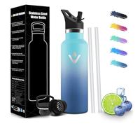 Honeyholly Gourde Enfant 500Ml, sans BPA, Bouteille Isotherme, Double Paroi Étanche, Gourde Avec Paille, Réutilisable, Bouteille Isotherme Pour Le Camping, Les Écoles, Les Gymnases, Isotherme