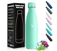 HoneyHolly Gourde Enfant, Acier Inoxydable 18/8, Bouteille Isotherme, 500ML Sans BPA, Gourde Inox Enfant, Étanche Double Isolation, Water Bottle pour Camping, Écoles, Gymnases-Bleu Vert