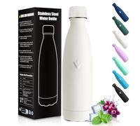 HoneyHolly Gourde Enfant, Acier Inoxydable 18/8, Bouteille Isotherme, 500ML Sans BPA, Gourde Inox Enfant, Étanche Double Isolation, Water Bottle pour Camping, Écoles, Gymnases-Blanc Crème