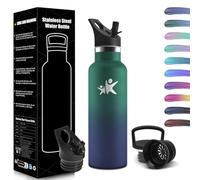 HoneyHolly Gourde Isotherme 500 ML, Gourde INOX avec Paille, Bouteille d'eau sans BPA, Réutilisable, Anti-Fuite, Isolation sous Vide en Acier Inoxydable à Double Paroi, pour Enfants, Adultes, Sport