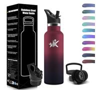 HoneyHolly Gourde Isotherme 500 ML, Gourde INOX avec Paille, Bouteille d'eau sans BPA, Réutilisable, Anti-Fuite, Isolation sous Vide en Acier Inoxydable à Double Paroi, pour Enfants, Adultes, Sport