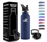 HoneyHolly Gourde Isotherme 500 ML, Gourde INOX avec Paille, Bouteille d'eau sans BPA, Réutilisable, Anti-Fuite, Isolation sous Vide en Acier Inoxydable à Double Paroi, pour Enfants, Adultes, Sport