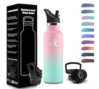 HoneyHolly Gourde Isotherme 500 ML, Gourde INOX avec Paille, Bouteille d'eau sans BPA, Réutilisable, Anti-Fuite, Isolation sous Vide en Acier Inoxydable à Double Paroi, pour Enfants, Adultes, Sport