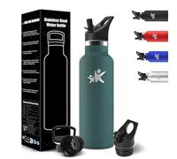 HoneyHolly Gourde Isotherme 500 ML, Gourde INOX avec Paille, Bouteille d'eau sans BPA, Réutilisable, Anti-Fuite, Isolation sous Vide en Acier Inoxydable à Double Paroi, pour Enfants, Adultes, Sport