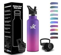 HoneyHolly Gourde Isotherme 500 ML, Gourde INOX avec Paille, Bouteille d'eau sans BPA, Réutilisable, Anti-Fuite, Isolation sous Vide en Acier Inoxydable à Double Paroi, pour Enfants, Adultes, Sport
