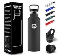 HoneyHolly Gourde Isotherme 500ML, Réutilisable, Gourde avec Paille, Bouteille d'eau sans BPA, Isolation sous Vide en Acier Inoxydable à Double Paroi, Isotherme pour Enfants, Adultes - Noir