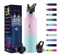 HoneyHolly Gourde Isotherme 750 ML, Reutilizable Sin BPA, Bouteille Isotherme, Aislamiento Al Vacío de Doble Pared, Gourde Inox, avec Paille, Bouteille d'eau Metal para Adultos, Deporte, Oficina, Yoga