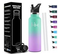 HoneyHolly Gourde Isotherme 750 ML, sans BPA, Bouteille Isotherme, Aislamiento Al Vacío de Doble Pared, Gourde Inox avec Paille Reutilizable, Bouteille d'eau Metal para Adultos, Deporte, Oficina, Yoga