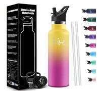 HoneyHolly Gourde Isotherme 750 ML, sans BPA, Bouteille Isotherme, Aislamiento Al Vacío de Doble Pared, Gourde Inox avec Paille Reutilizable, Bouteille d'eau Metal para Adultos, Deporte, Oficina, Yoga