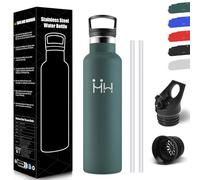 HoneyHolly Gourde Isotherme, 750Ml Sans BPA, Gourde Sport, Double Paroi Étanche, Bouteille Isotherme, Reutilizable, Bouteille Avec Paille, Isotherme Pour Le Camping, Les Gymnases, Bureau