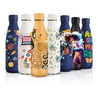 HoneyHolly Gourde Isotherme, Acier Inoxydable 18/8, Bouteille Isotherme, 500ML Sans BPA, Gourde Inox Enfant, Étanche Double Isolation, Gourde Inox pour Le Camping, Les Écoles, Les Gymnases