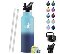 HoneyHolly Gourde Isotherme Enfant 500ML, Anti-Fuite, Gourde Avec Paille, sans BPA Bouteille d'eau, Réutilisable, Isolation sous Vide en Acier Inoxydable à Double Paroi, pour Enfants, Adultes, Sport