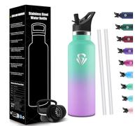 HoneyHolly Gourde Isotherme Enfant 500ML, Réutilisable, Gourde Avec Paille, sans BPA Bouteille d'eau, Anti-Fuite, Isolation sous Vide en Acier Inoxydable à Double Paroi, pour Enfants, Adultes