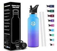 HoneyHolly Gourde Isotherme Enfant 500ML, Réutilisable, Gourde Avec Paille, sans BPA Bouteille d'eau, Anti-Fuite, Isolation sous Vide en Acier Inoxydable à Double Paroi, pour Enfants, Adultes