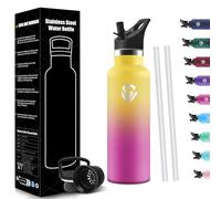 HoneyHolly Gourde Isotherme Enfant 500ML, Réutilisable, Gourde Avec Paille, sans BPA Bouteille d'eau, Anti-Fuite, Isolation sous Vide en Acier Inoxydable à Double Paroi, pour Enfants, Adultes