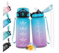 HoneyHolly Gourde Paille, 500ml, sans BPA & Étanches, Bouteille, Motivation Bouteille d'eau, Avec Marqueur de Temps, Petite Gourde pour Gym, Ecole, Cyclisme, Plein Air, Sport