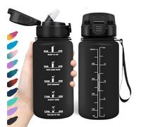 HoneyHolly Gourde Paille 500ml, sans BPA & Étanches, Bouteille, Motivation Bouteille d'eau, Avec Marqueur de Temps, Petite Gourde pour Gym, Ecole, Cyclisme, Plein Air, Sport