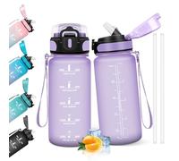 HoneyHolly Gourde Paille, 500ml, sans BPA & Étanches, Bouteille, Motivation Bouteille d'eau, Avec Marqueur de Temps, Petite Gourde pour Gym, Ecole, Cyclisme, Plein Air, Sport