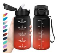 HoneyHolly Gourde Paille 500ml, sans BPA & Étanches, Bouteille, Motivation Bouteille d'eau, Avec Marqueur de Temps, Petite Gourde pour Gym, Ecole, Cyclisme, Plein Air, Sport