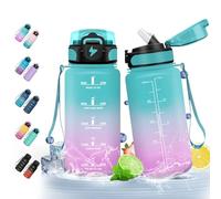 HoneyHolly Gourde Paille 500ml, sans BPA & Étanches, Bouteille, Motivation Bouteille d'eau, Avec Marqueur de Temps, Petite Gourde pour Gym, Ecole, Cyclisme, Plein Air, Sport