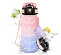 HoneyHolly Gourde Paille, Gourde 500ml, sans BPA & Étanches, Bouteille, Motivation Bouteille d'eau, Avec Marqueur de Temps, Petite Water Bottle pour Gym, Ecole, Cyclisme, Plein Air, Sport