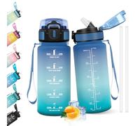 HoneyHolly Gourde Paille, Gourde 500ml, sans BPA & Étanches, Bouteille, Motivation Bouteille d'eau, Avec Marqueur de Temps, Water Bottle pour Gym, Ecole, Cyclisme, Plein Air, Sport