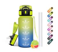 HoneyHolly Gourde Paille, Gourde 500ml, sans BPA & Étanches, Bouteille, Motivation Bouteille d'eau, Avec Marqueur de Temps, Petite Water Bollte pour Gym, Ecole, Cyclisme, Plein Air, Sport
