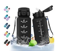 HoneyHolly Gourde Paille, Gourde 500ml, sans BPA & Étanches, Bouteille, Motivation Bouteille d'eau, Avec Marqueur de Temps, Petite Bouteille pour Gym, Ecole, Cyclisme, Plein Air, Sport