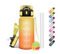 HoneyHolly Gourde Paille, Gourde 500ml, sans BPA & Étanches, Bouteille, Motivation Bouteille d'eau, Avec Marqueur de Temps, Petite Water Bollte pour Gym, Ecole, Cyclisme, Plein Air, Sport