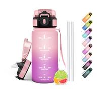 HoneyHolly Gourde Paille, Gourde 500ml, sans BPA & Étanches, Bouteille, Motivation Bouteille d'eau, Avec Marqueur de Temps, Petite Water Bollte pour Gym, Ecole, Cyclisme, Plein Air, Sport