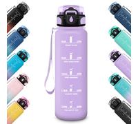 HoneyHolly Gourde Sport, 1000ml Étanche & Réutilisable, Anti-fuite Bouteille, Motivation avec Marqueur Gourde, Bouteille d'eau, Gourdes pour Gym, Adulte, École, Bureau, Yoga, Camping