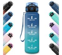 HoneyHolly Gourde Sport, 1000ml Étanche & Réutilisable, Anti-fuite Bouteille, Motivation avec Marqueur Gourde, Bouteille d'eau, Gourdes pour Gym, Adulte, École, Bureau, Yoga, Camping