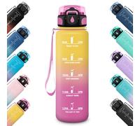 HoneyHolly Gourde Sport, 1000ml Étanche & Réutilisable, Anti-fuite Bouteille, Motivation avec Marqueur Gourde, Bouteille d'eau, Gourdes pour Gym, Adulte, École, Bureau, Yoga, Camping