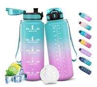 HoneyHolly Gourde Sport, 1500ml Étanche & Réutilisable, Bouteille, Motivation avec Filtre Gourde, Bouteille d'eau, Gourdes pour Gym, Ecole, Cyclisme, Plein air, Sport