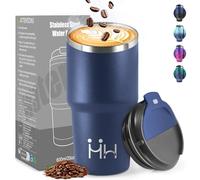 HoneyHolly Mug Isotherme 600 ML, Réutilisable, Tasse Isotherme pour Café, Acier Inoxydable 304, Emporter, Anti-fuite, Double Paroi, Étanche Gobelet de Voyage pour Café Chaud et Froid, Lait et Thé
