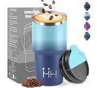 HoneyHolly Mug Isotherme 600 ML, Réutilisable, Tasse Isotherme pour Café, Acier Inoxydable 304, Emporter, Anti-fuite, Double Paroi, Étanche Gobelet de Voyage pour Café Chaud et Froid, Lait et Thé