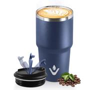 HoneyHolly Mug Isotherme 600 ML, Réutilisable, Tasse Isotherme pour Café, Acier Inoxydable 304, Emporter, Anti-fuite, Double Paroi, Étanche Gobelet de Voyage pour Café Chaud et Froid, Lait et Thé