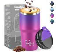HoneyHolly Mug Isotherme 600 ML, Réutilisable, Tasse Isotherme pour Café, Acier Inoxydable 304, Emporter, Anti-fuite, Double Paroi, Étanche Gobelet de Voyage pour Café Chaud et Froid, Lait et Thé