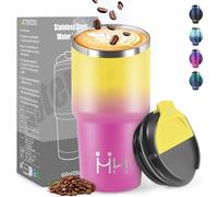 HoneyHolly Mug Isotherme 600 ML, Réutilisable, Tasse Isotherme pour Café, Acier Inoxydable 304, Emporter, Anti-fuite, Double Paroi, Étanche Gobelet de Voyage pour Café Chaud et Froid, Lait et Thé