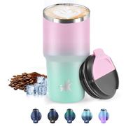 HoneyHolly Mug Isotherme 600 ML, Réutilisable, Tasse Isotherme pour Café, Acier Inoxydable 304, Emporter, Anti-fuite, Double Paroi, Étanche Gobelet de Voyage pour Café Chaud et Froid, Lait et Thé