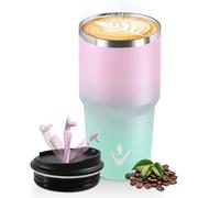 HoneyHolly Mug Isotherme 600 ML, Réutilisable, Tasse Isotherme pour Café, Acier Inoxydable 304, Emporter, Anti-fuite, Double Paroi, Étanche Gobelet de Voyage pour Café Chaud et Froid, Lait et Thé