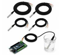 Honeyone Lot de 4 Sondes Température Numériques Inox avec Câble 1 et 2 m | Mesures Thermiques Filaires, Sonde Inox et Connexion 3 Broches pour Aquarium, Serre, Prototype et Suivi Domotique