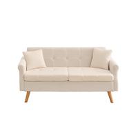 HONEYOU 164cm Loveseat Sofa, Mid Century Modern Decor Love Seat Couches for Living Room, Button Tufted Upholstered Small Couch for Bedroom, Solid and Easy to Install Love Seats Furniture, Short-pile p