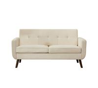 HONEYOU 165cm Loveseat Sofa, Mid Century Modern Decor Love Seat Couches for Living Room, Button Tufted Upholstered Small Couch for Bedroom, Solid and Easy to Install Love Seats Furniture，Beige