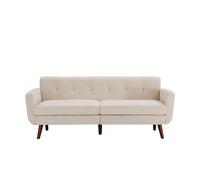 HONEYOU 165cm Two-Seater Sofa, Mid-Century Modern Living Room Sofa, Riveted Quilted Upholstered Furniture, Sturdy Small Sofa with Supportive Crossbars for Easy Assembly, Suitable for Bedrooms, Offices
