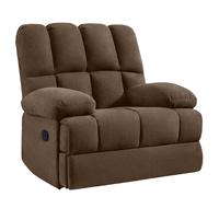 HONEYOU Oversized Rocker Recliner Chair，Overstuffed Extra Wide Rocking Recliners，Soft Big Man Manual Recliner，Extra Large Living Room Chair Up to 350 LBS，Brown