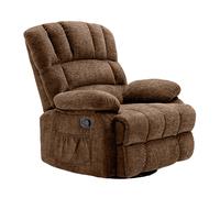 HONEYOU Swivel Recliner Chair, OKIN Frame Recliner, Oversized 360° Rocker Chairs, Rocking Recliner Chair, Overstuffed Manual Glider Recliner, Single Sofa for Living Room, Bedroom，Brown